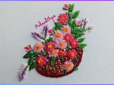 Hand Embroidery: Daisy Flower Basket | Bordados a mano: Cesta de Margaritas | Artesd'Olga