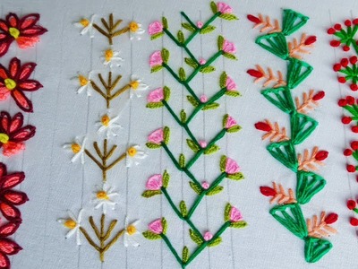 Hand embroidery decorative stitch border design | Modified basic stitches