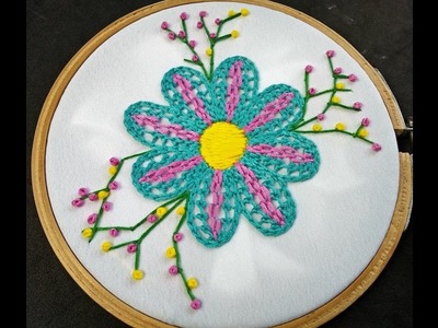 Hand Embroidery | Fantasy Flower Embroidery Tutorial| Fantasy Flower Stitch | Easy Flower Embroidery