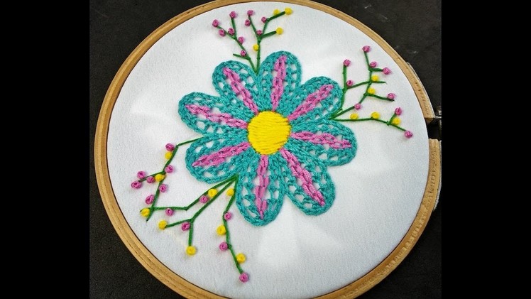 Hand Embroidery | Fantasy Flower Embroidery Tutorial| Fantasy Flower Stitch | Easy Flower Embroidery