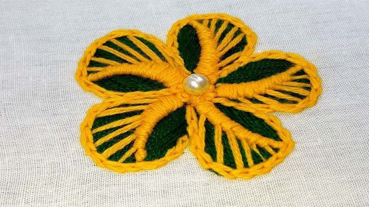 Hand Embroidery : Flower Design Tutorial.