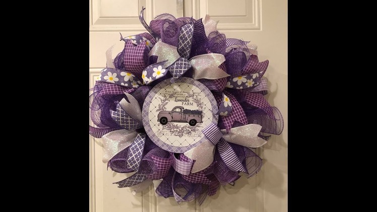 How to make a poof curl wreath on a 12in base Purple lavender truck