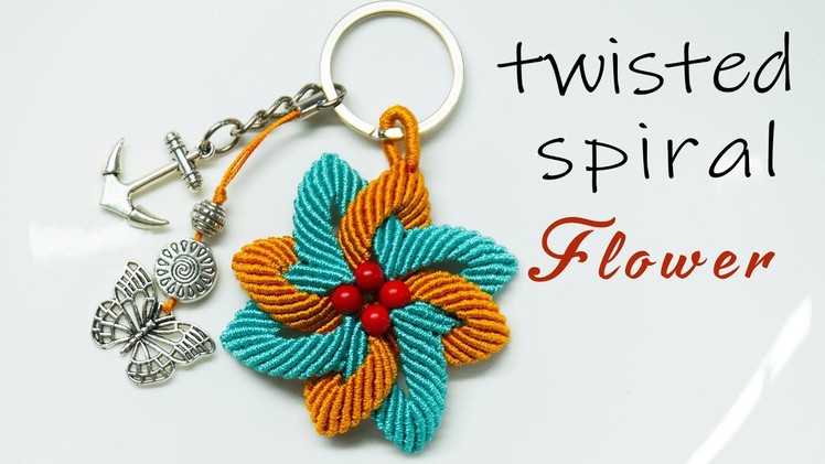 Macrame keychain tutorial - The Twisted spiral flower - Simple and easy but never old pattern