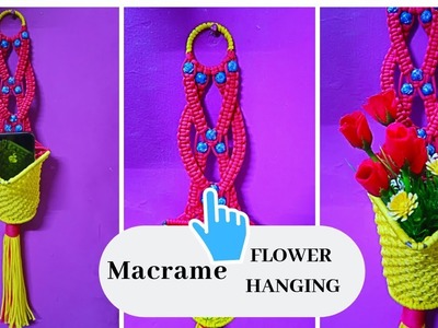 Macrame triangle flower hanging cum mobile hanger | Macrame Art
