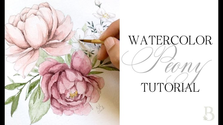 Watercolor Peony Tutorial - Paint with me, Watercolor Flower Tutorial