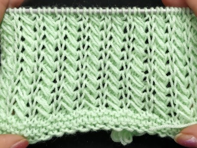 Beautiful 2 Rows Knitting Pattern for Frocks, Skirts, Scarves, Mufflers, Cardigans. Hindi.Eng. Sub.