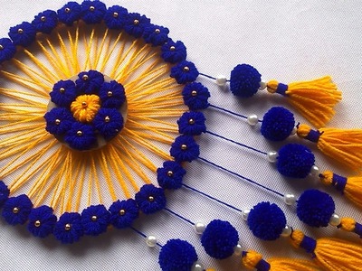 DIY Wall Hanging out of Wool Crafts Ideas. Wool Flower Making. WOW ! Amazing Wall Hanging Craft