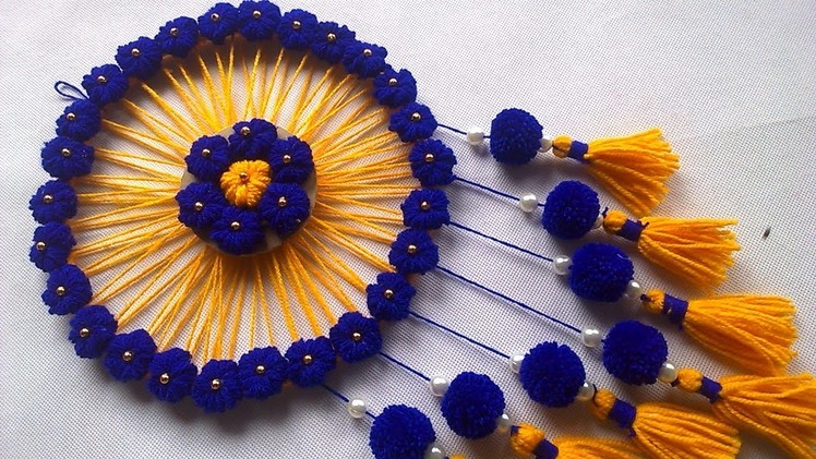 DIY Wall Hanging out of Wool Crafts Ideas. Wool Flower Making. WOW ! Amazing Wall Hanging Craft