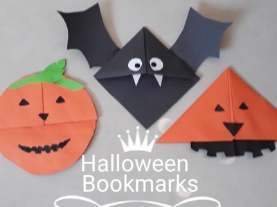 Easy Halloween crafts for kids l Halloween Bat corner bookmarks