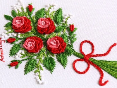 Hand Embroidery: Cast-on stitch Rose Bouquet | Bordados a Mano: Bouquet de Rosas en Puntada Cast-On