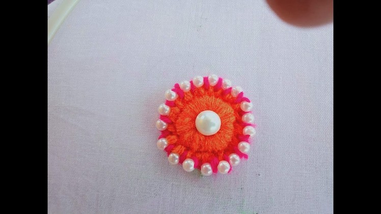 Hand embroidery. Trick embroidery to make a flower.
