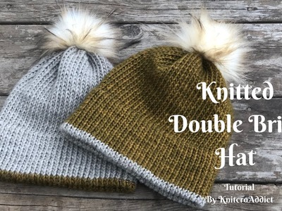 Knitted Double brim Hat ( written pattern & Tutorial )