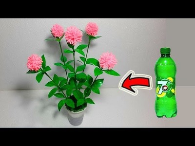 Make Beautiful flower tree # Empty plastic bottle vase making crafts # Water bottle recycle flowers