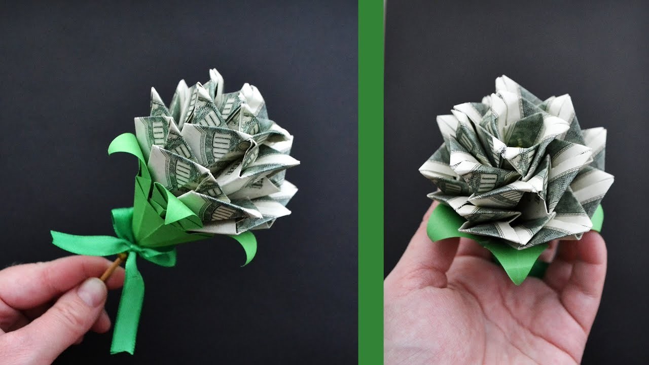 origami rose with money