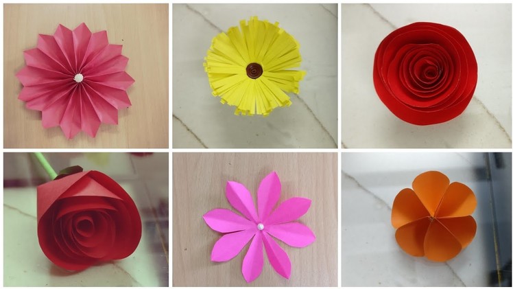 6 Easy Paper Flower Making | DIY | Paper Craft | Easy And Simple Paper Flowers