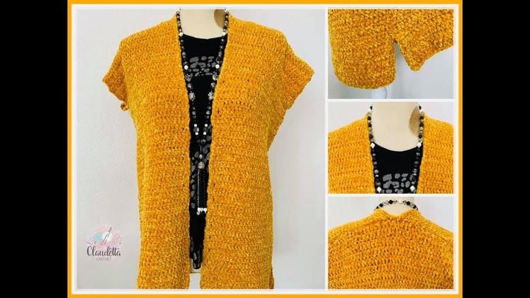 CROCHET easy long Vest. BEGINNER