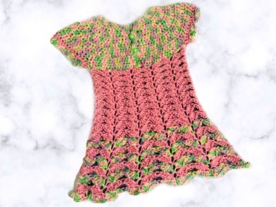 Crochet unique shell stitch baby dress(12 to 18 months) - Tamil version
