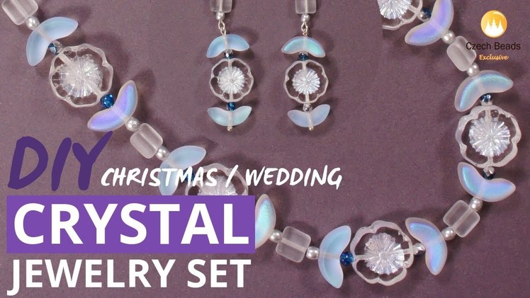DIY Christmas Gift Crystal Beaded Jewelry Set, Wedding Jewelry Set For Bride - Easy Tutorial