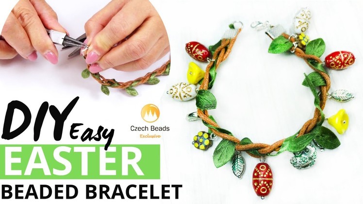 DIY Easter Jewelry with Eggs: How to Make Bracelet From Czech Glass Beads - Easy Tutorial