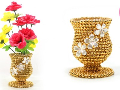 Golden Flower Vase from Plastic Bottle | Sonali's Creations
