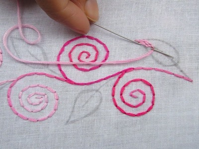 Hand Embroidery, Border Line Design Tutorial, Back stitch