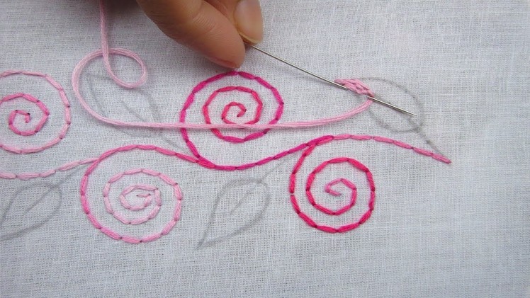 Hand Embroidery, Border Line Design Tutorial, Back stitch