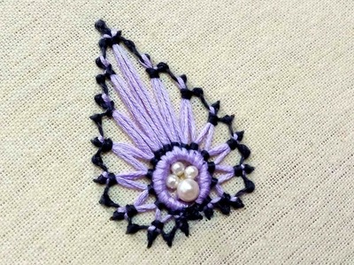 Hand embroidery of a flower motif