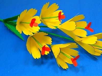 Handmade Paper Flower: Very Beautiful Stick Flower with Paper | Homemade | Jarine's Crafty Creation