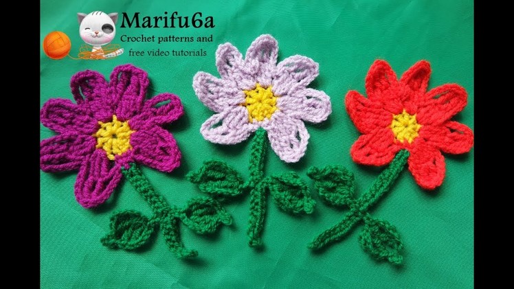 How to crochet flower with steam applique bookmark free pattern for beginners