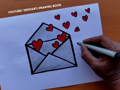 HOW TO DRAW HEARTS AND ENVELOPE  DRAWING TUTORIAL FOR KIDS