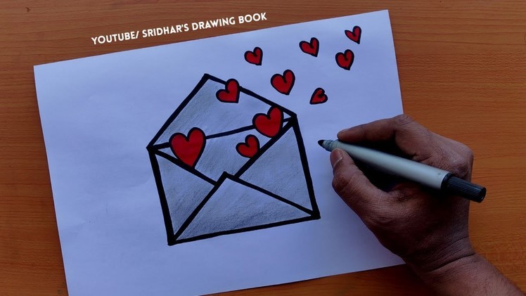 HOW TO DRAW HEARTS AND ENVELOPE  DRAWING TUTORIAL FOR KIDS