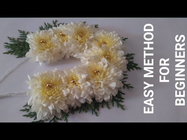 How to make bridal flower veni easy method for begineers.chrysanthimum.Gajra.shevanti.jadai veni.DIY