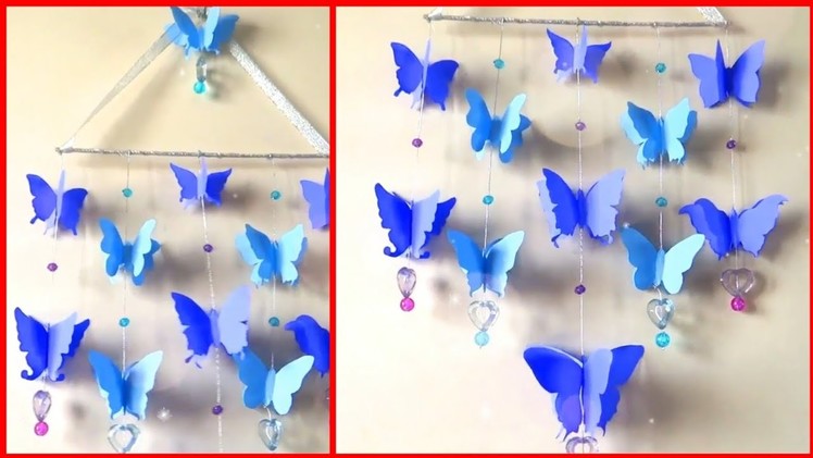 Paper butterfly wind chimes || butterfly wall hanging || how to make DIY