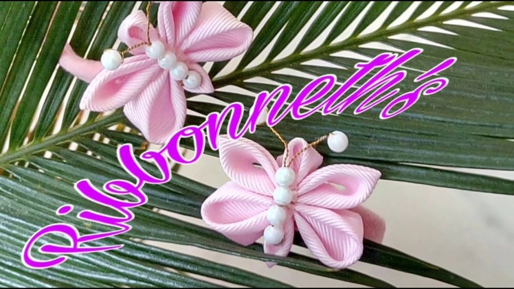Ribbonneth's | Easy Kanzashi Cute Butterfly #kanzashi #butterfly #grosgrain #ribbon