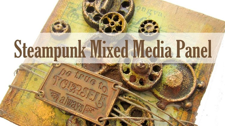 Steampunk Wooden Panel  with Finnabair Moulds and Tissue Paper
