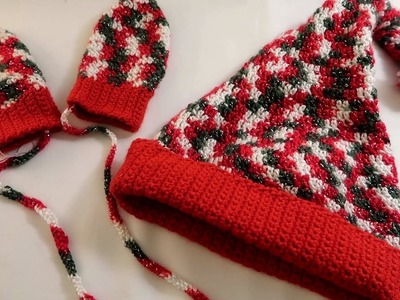 Super cute and easy Xmas hat and mits for your baby