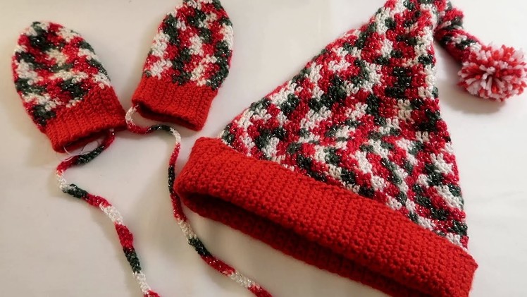 Super cute and easy Xmas hat and mits for your baby