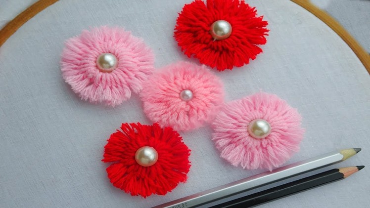 #super easy wool yarn flower making tricks, #amazing embroidery tricks