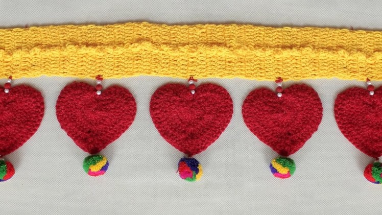 WOW !! Heart Wall Hanging | Woolen Toran New Design | Door Hanging Toran Making at Home | Crochet