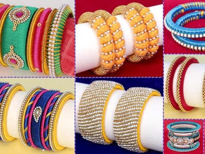 10 DIY Bangles.  How to Make Silk Thread Bangles New Designs !!!