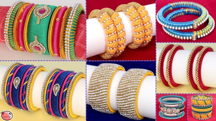 10 DIY Bangles.  How to Make Silk Thread Bangles New Designs !!!