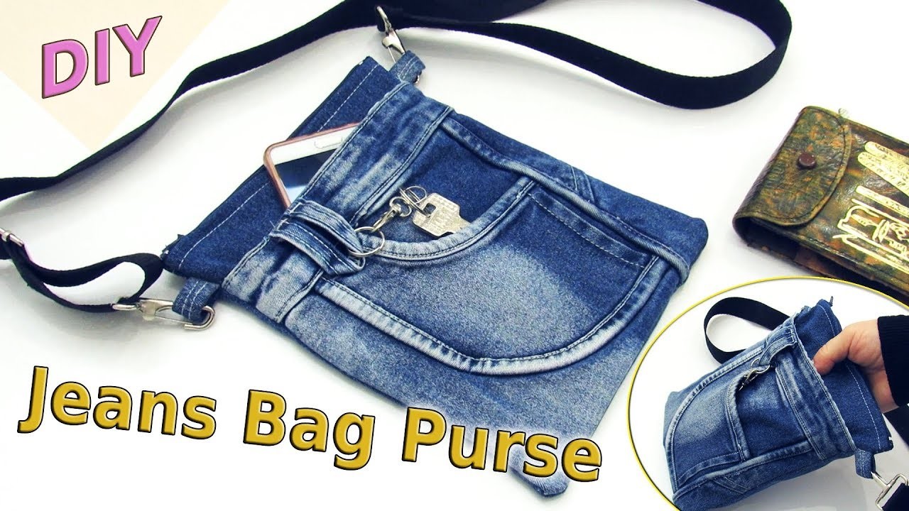 DIY Jeans Bag Purse Out Of Old Jeans - How To Sew Denim Shoulder Bag - Old Jeans Crafts Tutorial