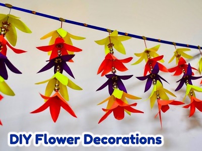 DIY | Paper flower wall hanging - door hangings | Easy home decoration ideas