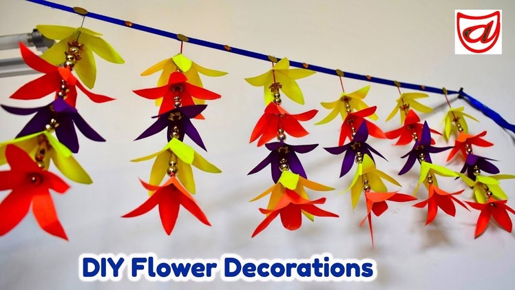 DIY | Paper flower wall hanging - door hangings | Easy home decoration ideas