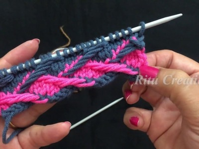 Double Colour Knitting Design # 210 || दो रंगो वाला बुनाई डिज़ाइन