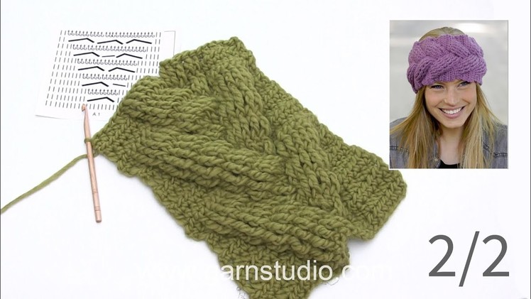 How crochet a headband with cable and relief stitches – Part 2