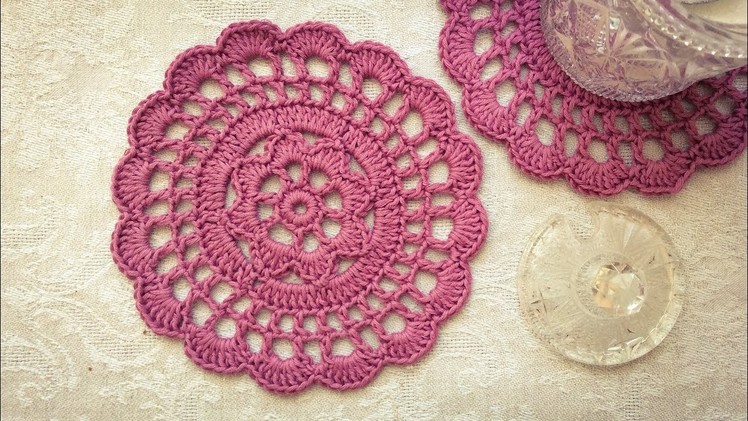 How To Crochet Easy Floral Doily Coaster