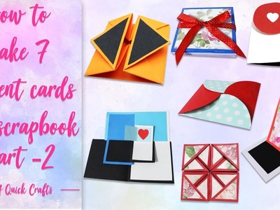 How to make 7 different cards for scrapbook| 7 different cards ideas |Scrapbook tutorial par-2