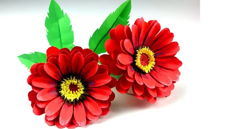 How to Make Beautiful Flower with Paper - Making stick Paper Flowers Step by Step - Handmade Craft