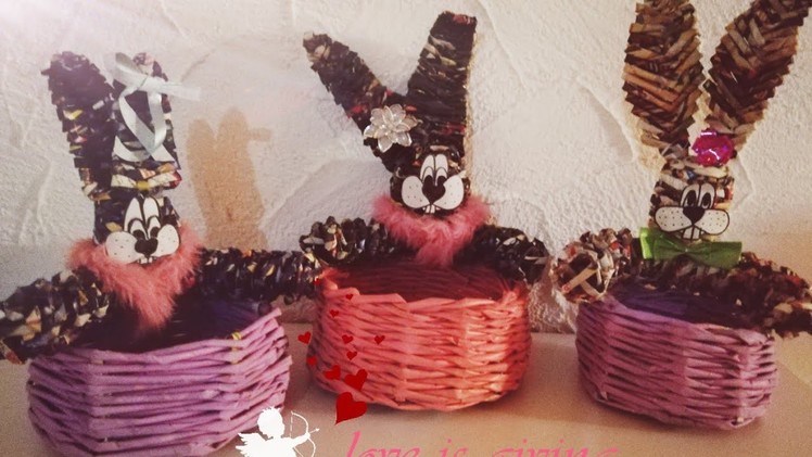 How to make Easter Bunny Basket - Whole process from painting to knitting